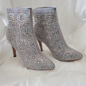 Lauren Lorraine "Nicole" Silver Suede Booties